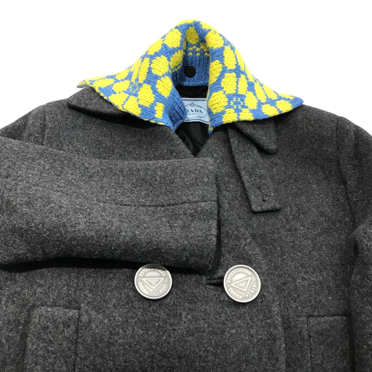 PRADA(プラダ) ニットつけ襟カシミヤロングコートP679OL P679OL グレー