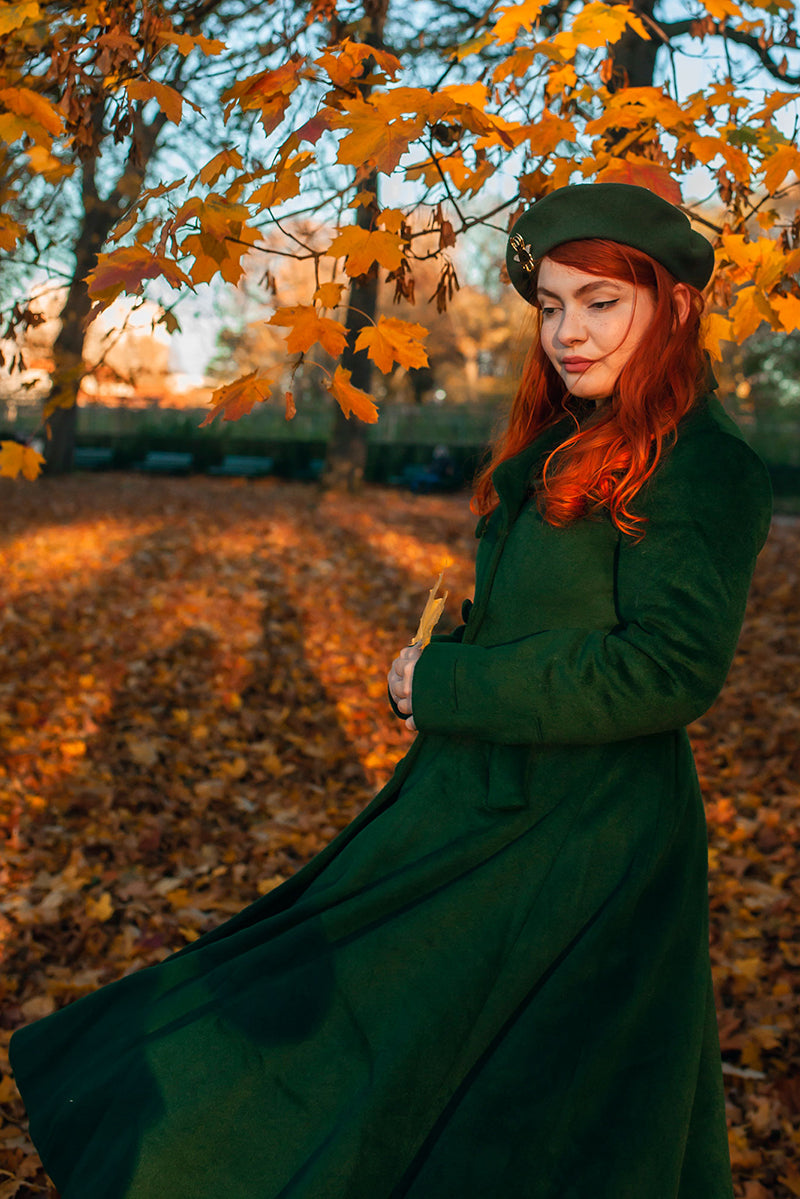 Vintage Inspired Green Long Winter Wool Coat 2502 – Xiaolizi