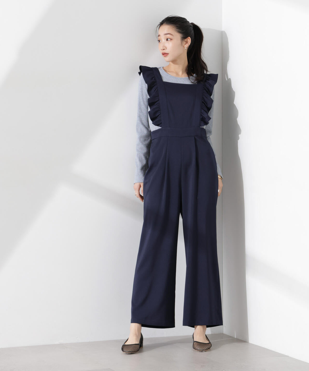 フリルスリーブ オールインワン