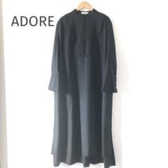 美品アドーアADOREヨーク切り替えワンピース ブラック フォーマル 36