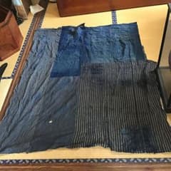 明治時代 古布 木綿 ぼろ布 藍染 刺子 BORO リメイク 大判 骨董 - メルカリ