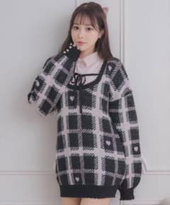 pium ハートチェックレイヤードニットワンピース - メルカリ