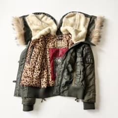 ▽00s y2k美品✨アヴィレックス ヒョウ柄 フライトジャケット N2B 短丈