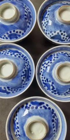 古伊万里焼 染付け 角皿 山水図 手作り 在銘 置物 旧家蔵出 コレクター