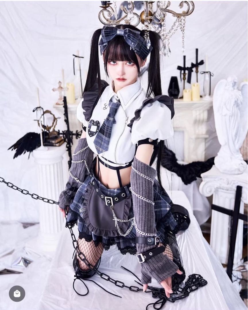 マリームーン ガーリーチェックパンククラッシュメイド オリジナルコスプレ 即日発送】ガーリーチェックパンククラッシュメイド《オリジナル