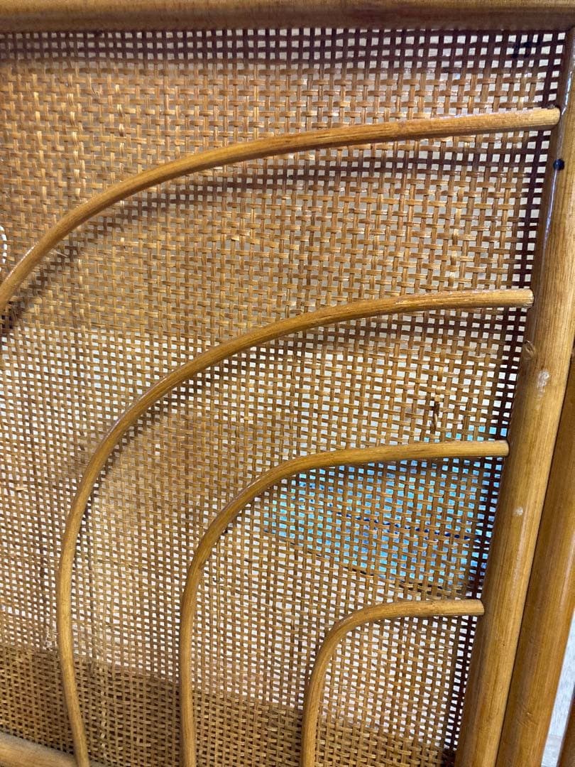 ラタン 3連 パーテーション 衝立 間仕切り 籐 昭和レトロ アンティーク