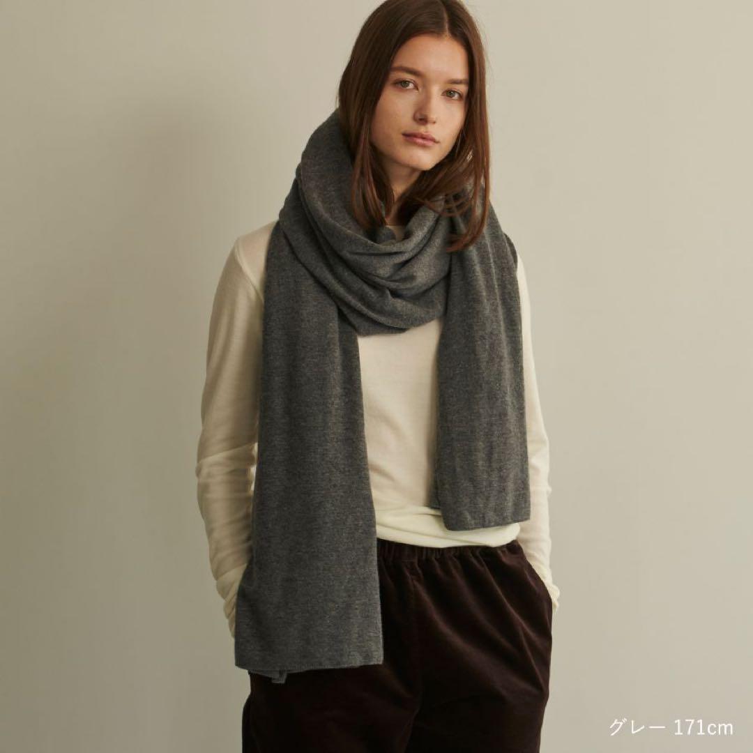 【WRAY レイ】プレミアムウールラップストール　グレー 楽天市場】ウールニットラップストール グレー 大判 高級 厚手