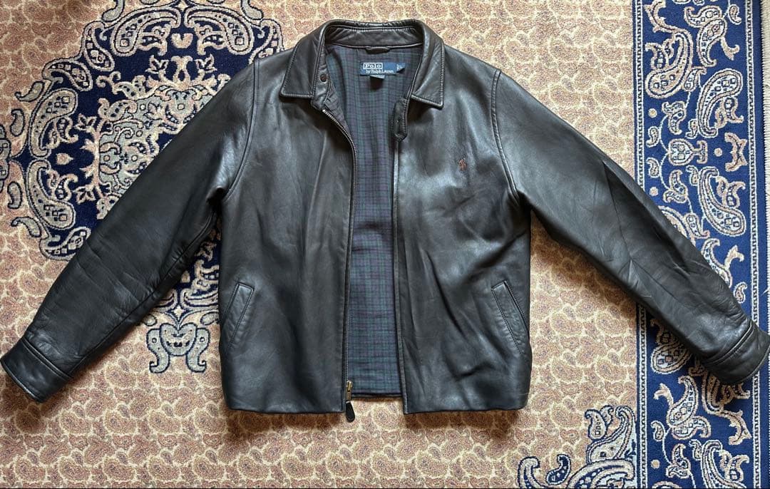 Polo by Ralph Lauren ブラックレザージャケット L POLO RALPH LAUREN ラムスキンレザージャケット (POLO RALPH LAUREN