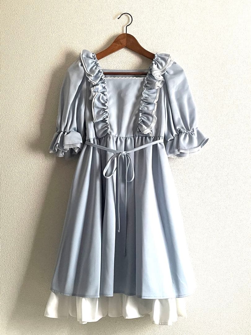 新品　Maria pipi マリアピピ 水着 水色フリルゴスロリワンピース