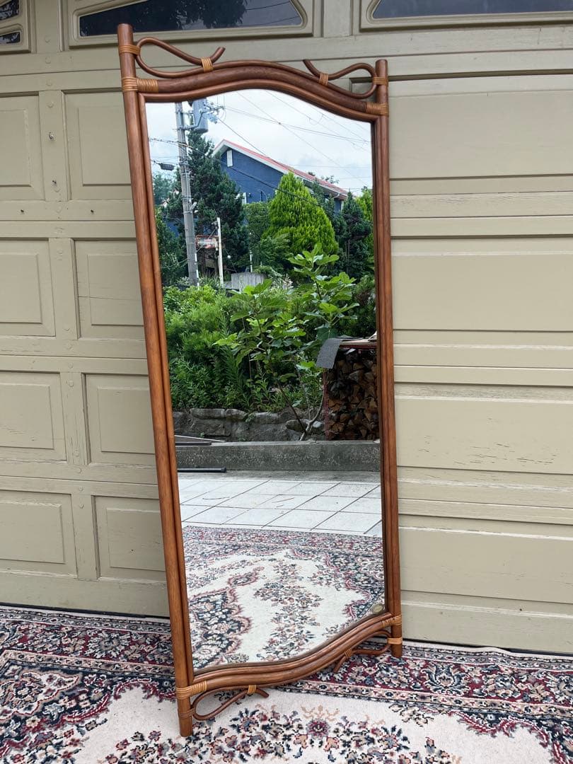木製スタンドミラー 大きめ 曲線デザイン 楽天市場】スタンドミラー 全身 木枠 飛散防止 45×147cm （ 姿見 鏡