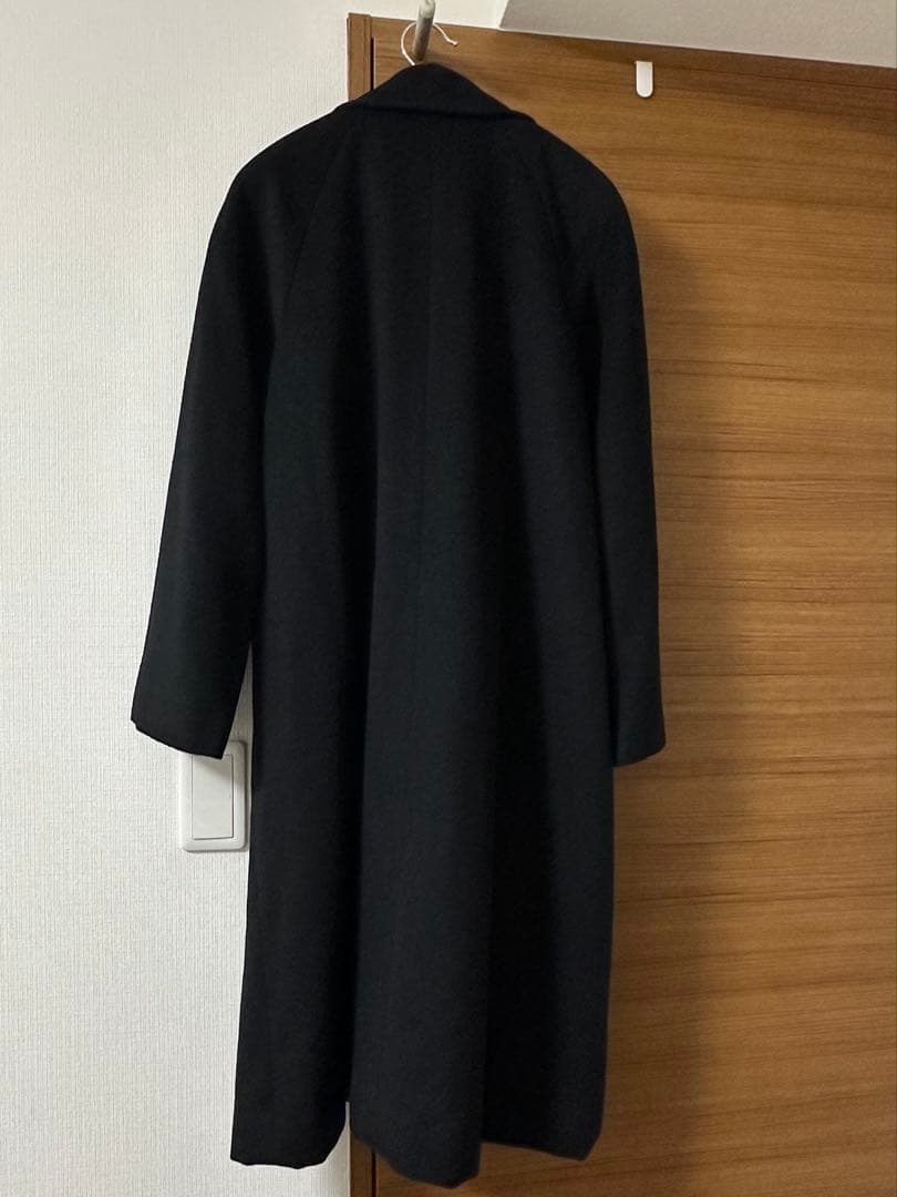 ミス オンワード カシミヤ100% ブラック 黒 ロングコート 比翼仕立て