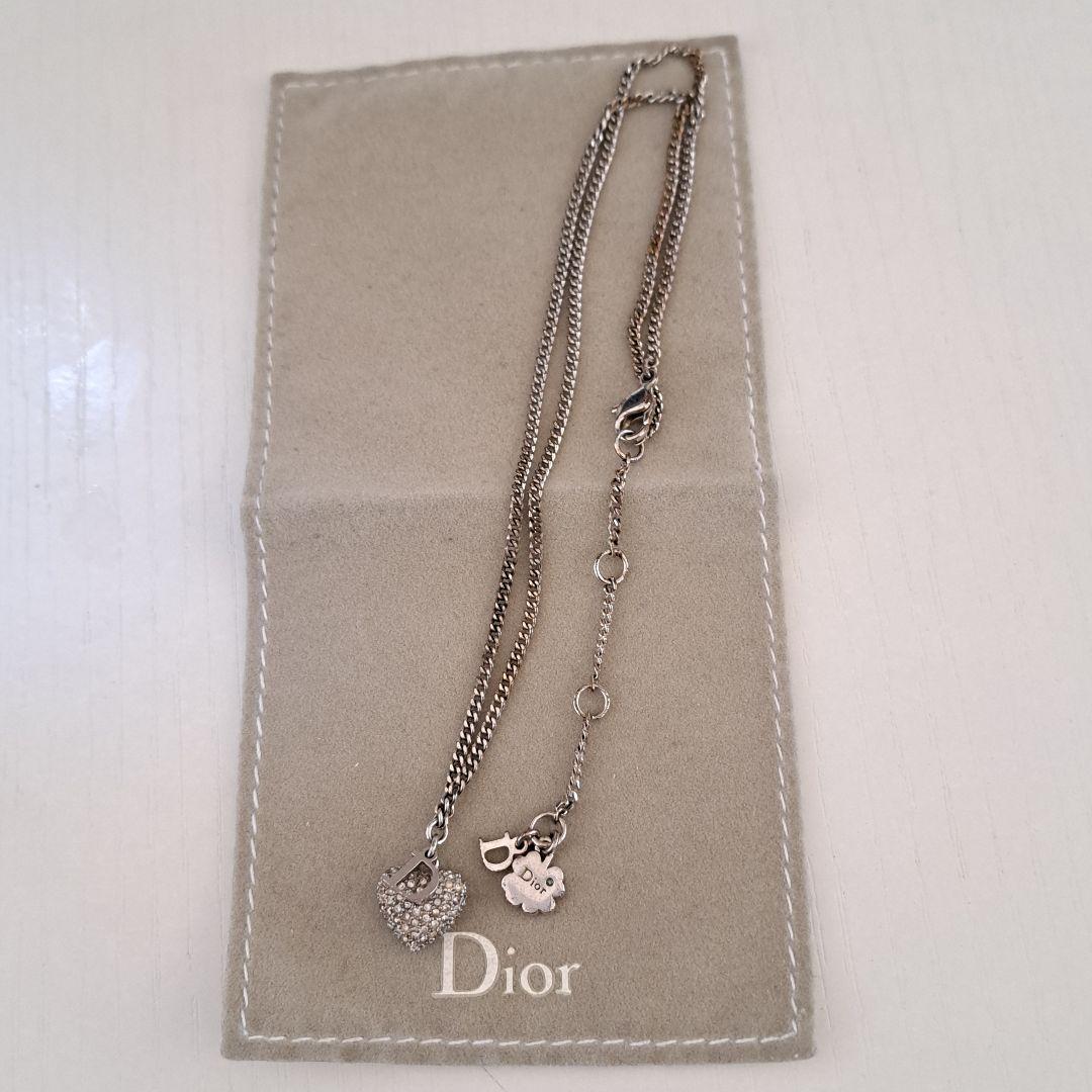 クリスチャンディオールネックレス ハート ロゴ ラインストーン