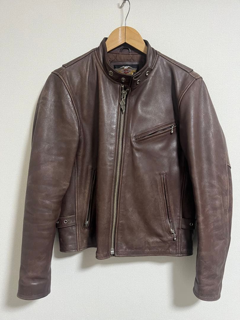 Harley-Davidson ブラウンシングルライダースジャケット L Harley-Davidson® Mens Trostel Leather Riding Jacket, Brown - XL