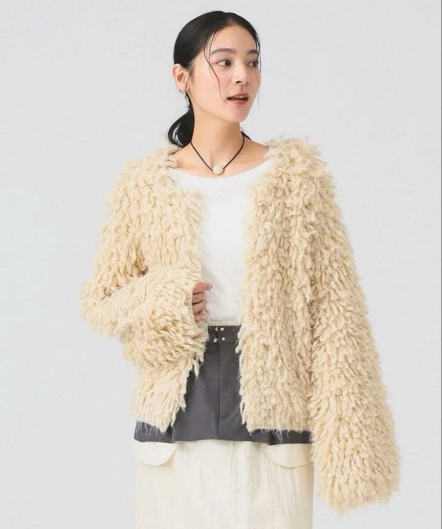 Ray BEAMS ミックスループ編み ニットジャケット カーディガン アウター Ray BEAMS（レイ ビームス） ニット セーター ミックス ループ編み