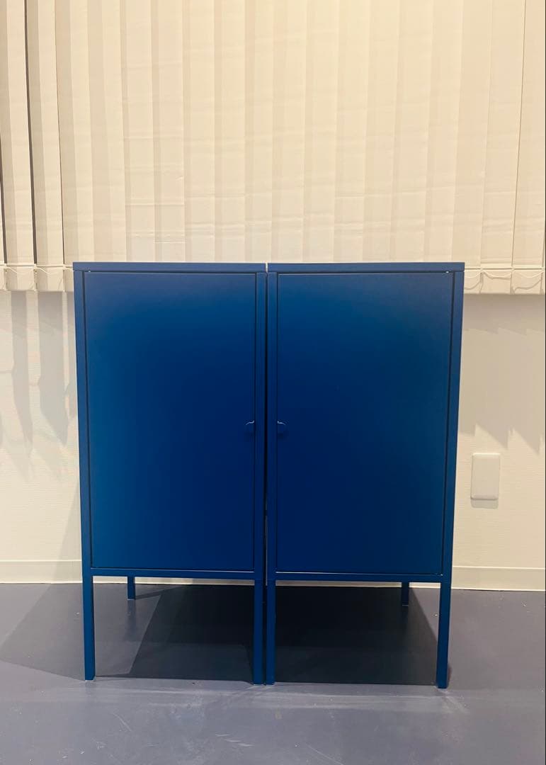 IKEA イケア　LIXHULT リックスフルト ブルー（廃盤カラー）２個連結 IKEA イケア キャビネット メタル グレー 60x35cm d80328678 LIXHULT