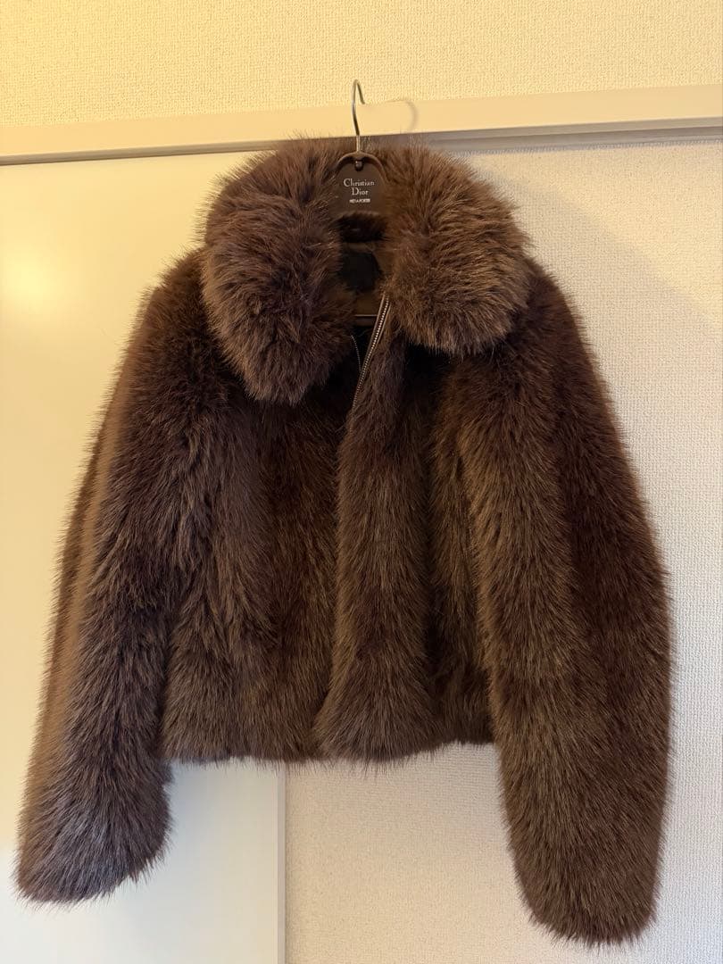 ZARA フェイクファーショートコートダークブラウン S ZARA】ショートフェイクファーコート (ZARA/ジャケットその他