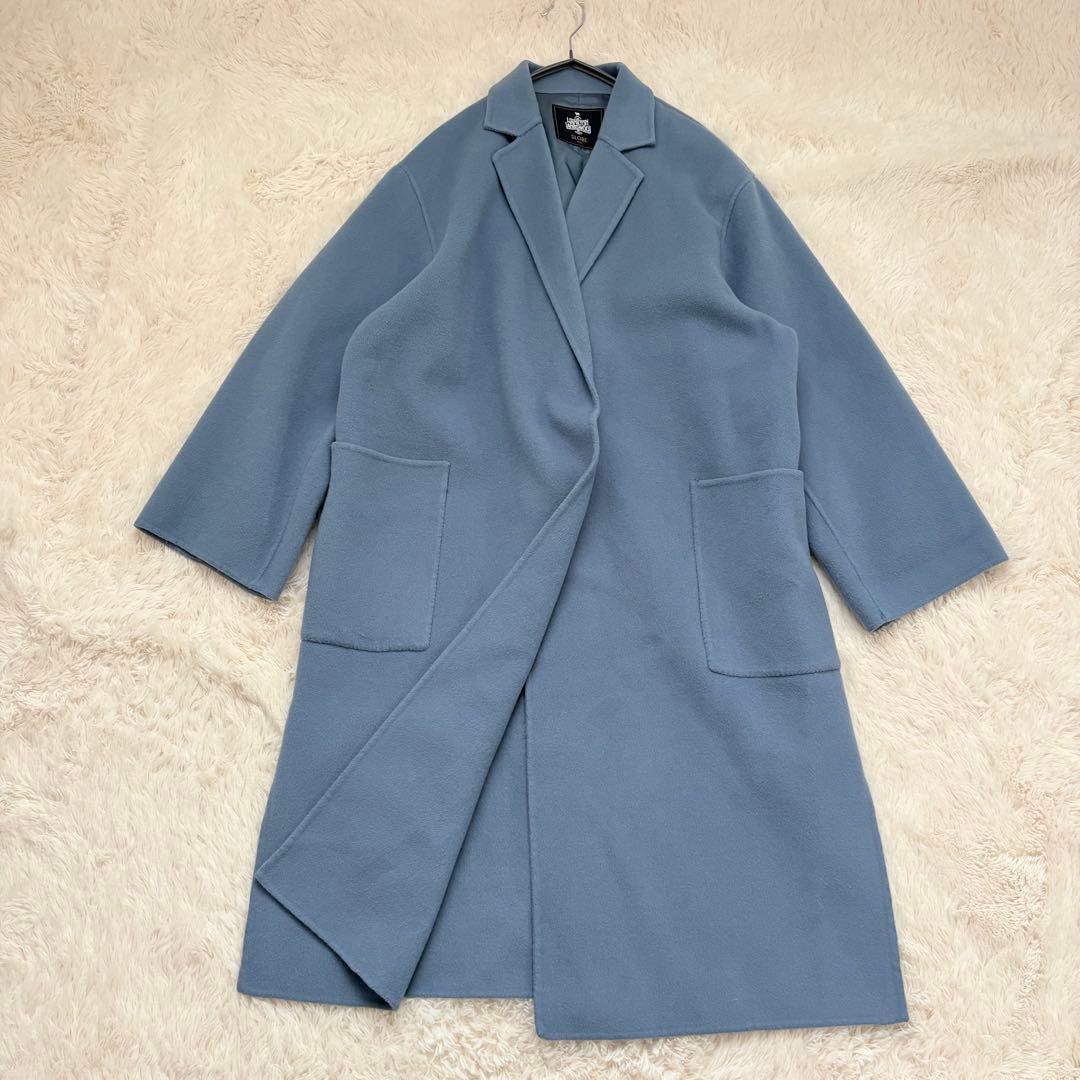 人気✨スローブイエナ HAMILTONダブルフェイスチェスターコート　ブルー SLOBE IENA（スローブイエナ）の「HAMILTONダブルフェイスウールロング