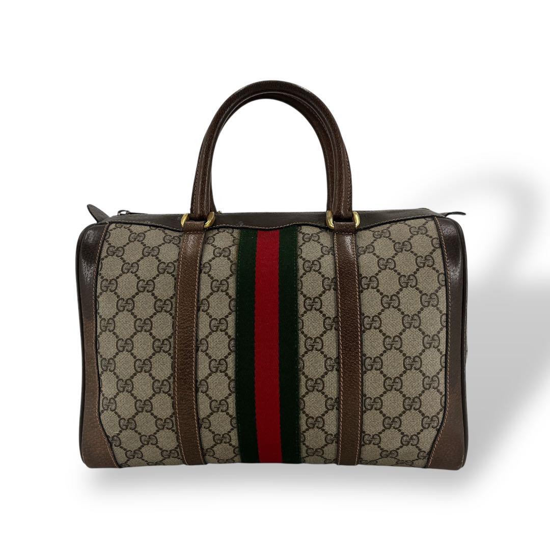 オールドグッチ　シェリーライン　ミニボストン　GGスプリーム　PVC ベージュ pickupjapan_20052005000398117