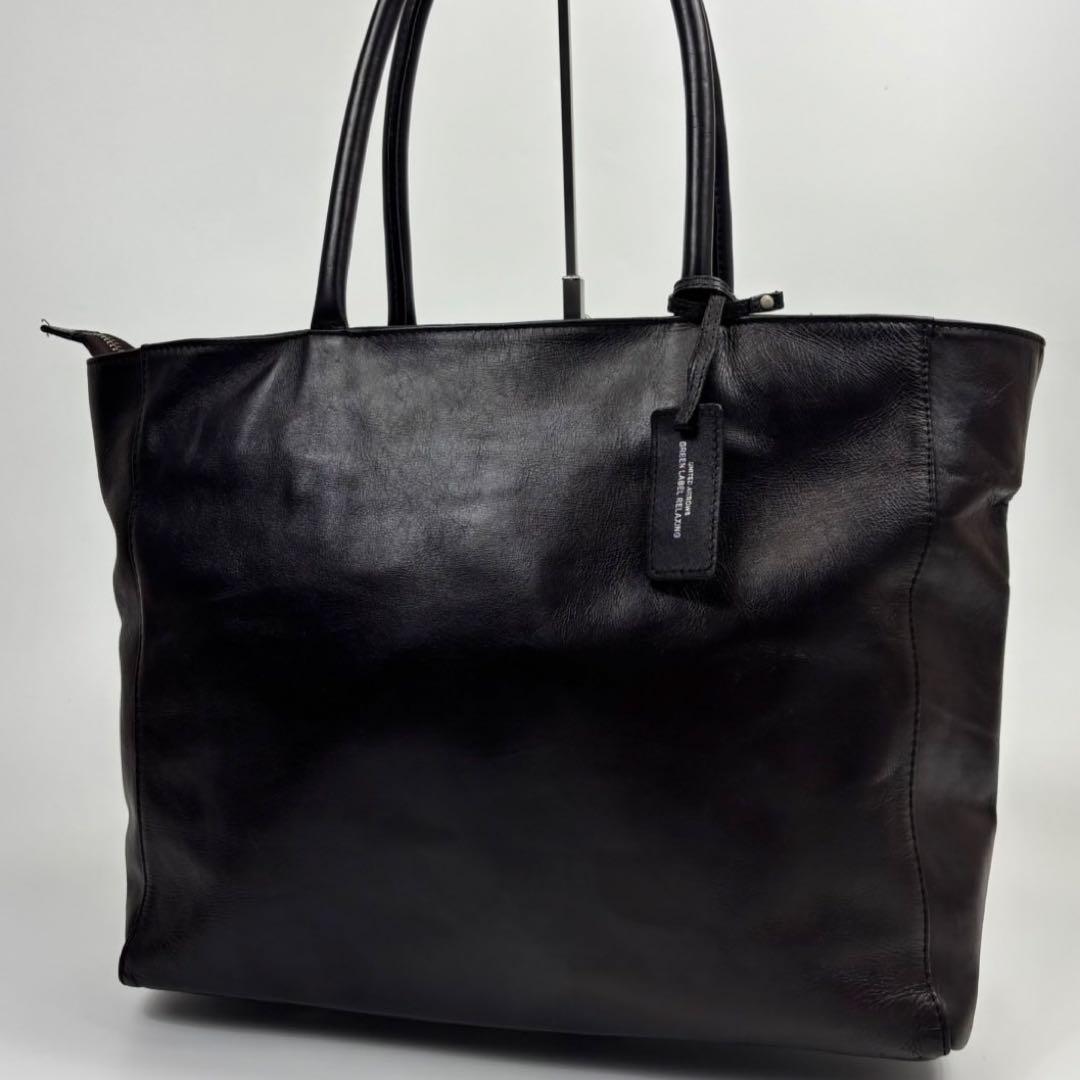 UNITED ARROWS トートバッグ ダークブラウン レザー ビジネス A4 UNITED ARROWS メンズ トートバッグ レザーバッグタグ ダークブラウン