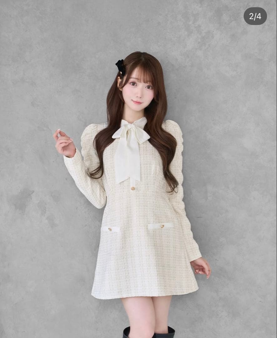 ワンピース Rosemuse Ribbons tie tweed mini onepiece Ribbon tie tweed mini onepiece – BUNNY APARTMENT