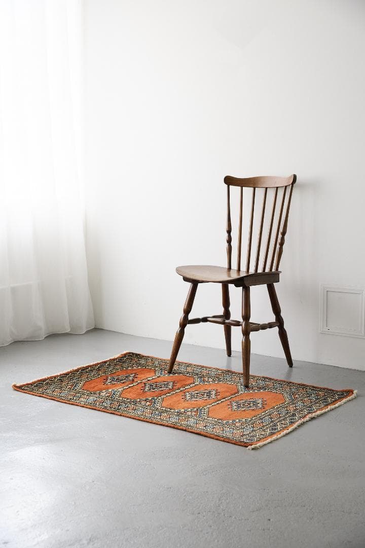 ヴィンテージラグ トライバルラグ パキスタン産（121×77cm）橙 茶