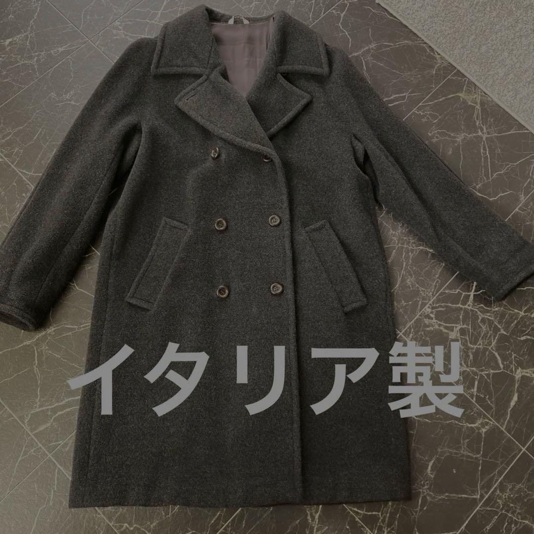プリズマレイ　イタリア製ロングコート美品　ダークグレー　断捨離中 良品 PRISMALEI マックスマーラ プリズマレイ モヘア × ウール ロング