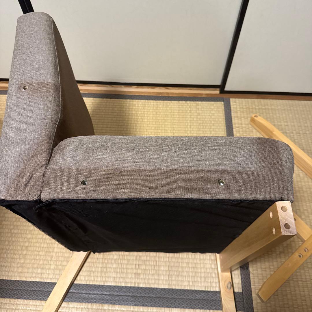 ファブリック 木肘ソファ 1P アームチェア ローソファー1人掛け