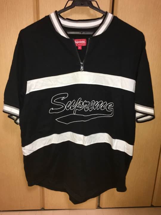 supreme 17ss ベースボールシャツ(baseball shirt) Supreme Rhinestone Stripe Baseball Jersey ベースボールシャツ