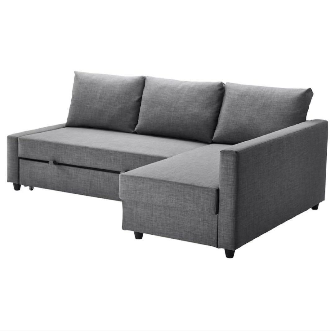 【直接引取】IKEA FRIHETEN コーナーソファベッド ダークグレー FRIHETEN フリーヘーテン 3人掛けソファベッド, スキフテボー