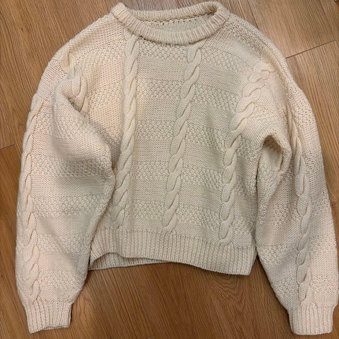 ケーブルニット vintage 刺繍ケーブルニット【ZOZOTOWN限定商品】（ニット/セーター）｜one