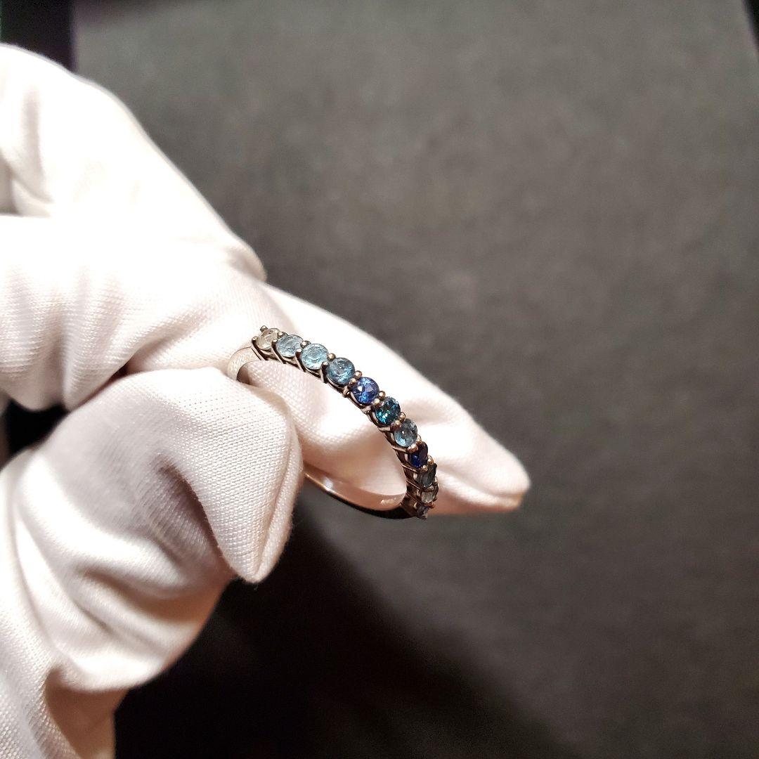 pt900 ハーフエタニティ 12号 ダイヤ サファイア トパーズ ブルー