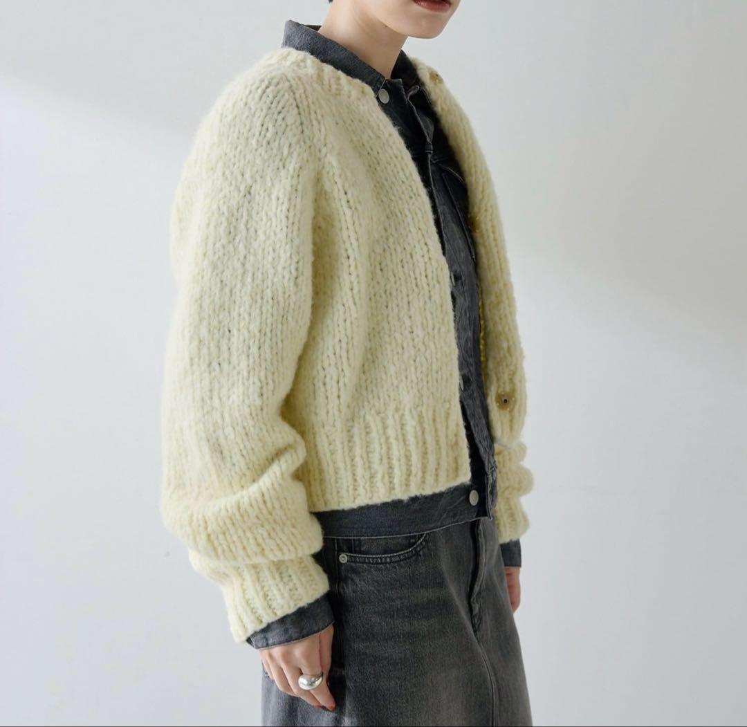 現行商品】ウィムガゼット ハンドニットカーディガン レモンイエロー