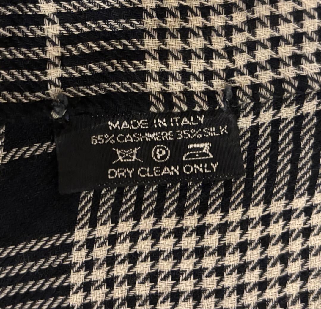 TOM FORD チェック柄マフラー ブラック/ホワイト