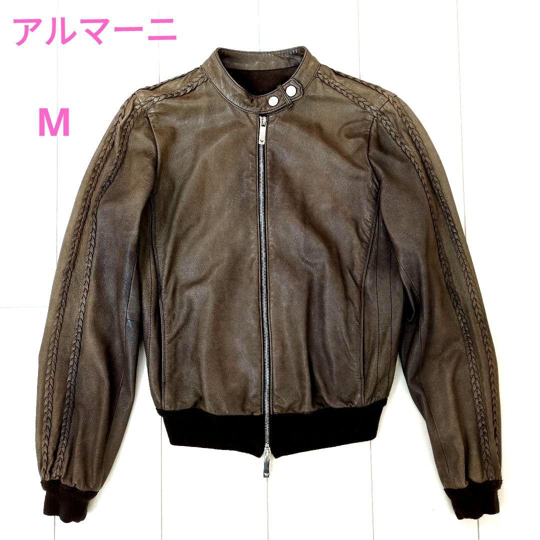 アルマーニ　ARMANI　シングルライダース　レザー　ジャケット　M ブラウン 2026年最新】ARMANI COLLEZIONI シングルライダースの人気アイテム