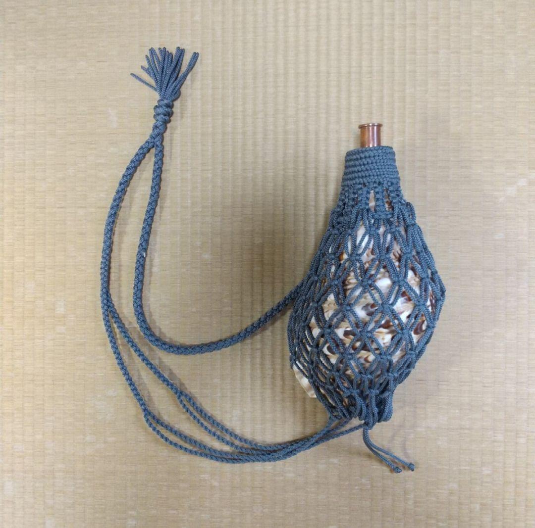 法螺貝　袋　中　ブルーグレー　七宝編み 法螺貝（ほら貝）販売のお店