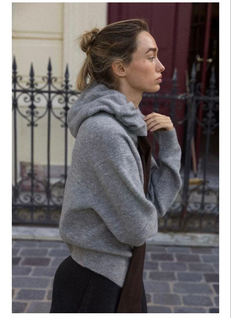 完売品⭐︎ZARA コントラストドローストリングフーディ M ミディアム