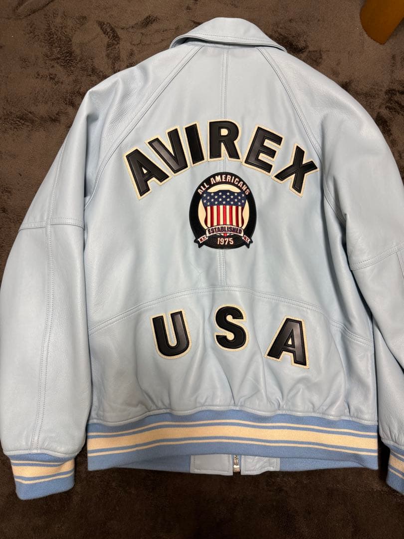AVIREX レザージャケット ライトブルー - メルカリ