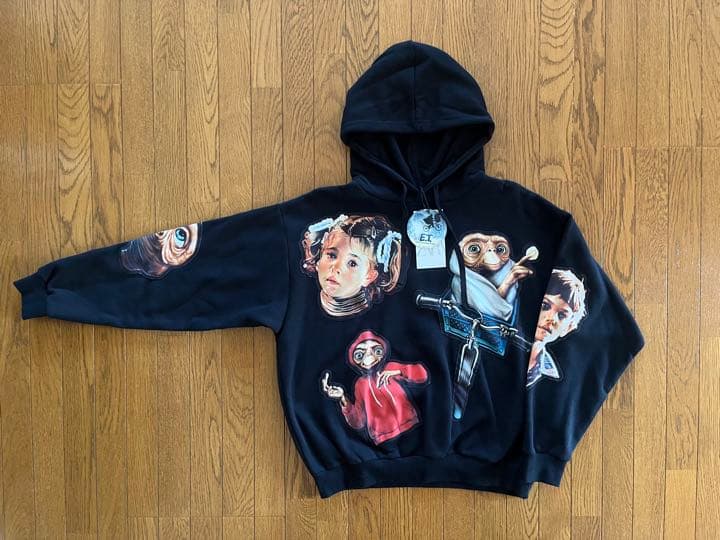 ZARA E.T. コラボパーカー　サイズM ZARA E.T. プリント ブラックパーカー - メルカリ