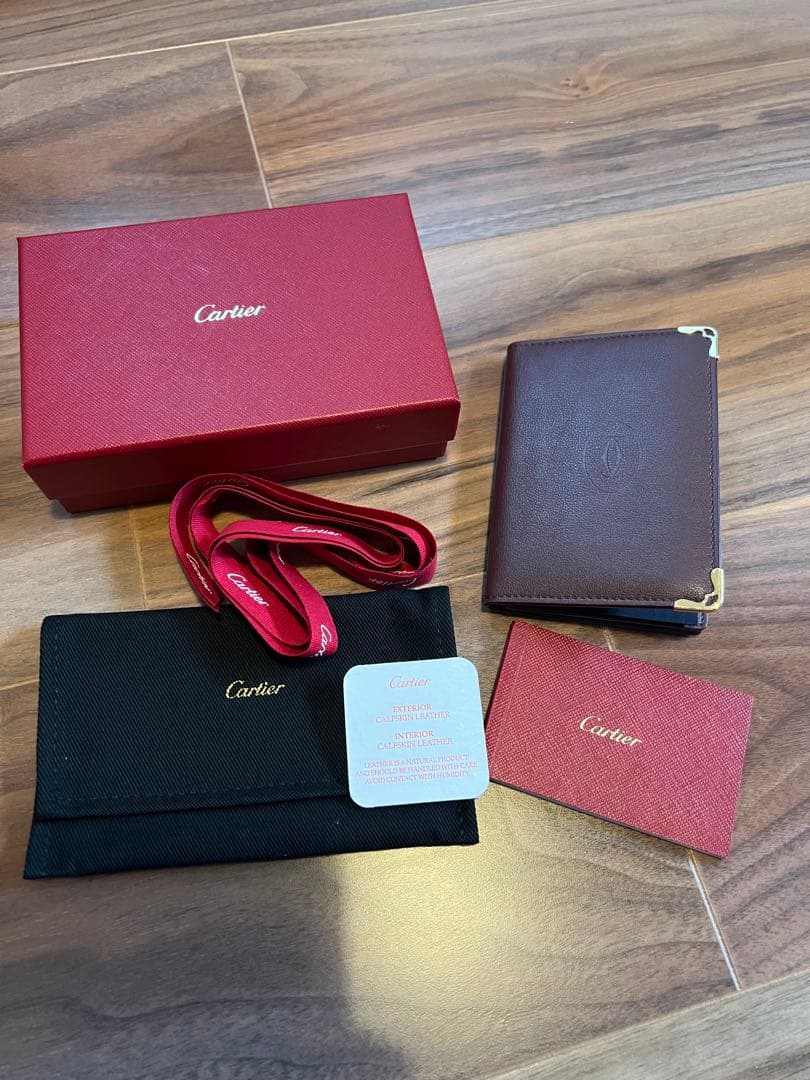 Cartier カーフスキンレザー 名刺入れ 上品☆Cartier 4-CREDIT CARD HOLDER, MUST DE CARTIER カード