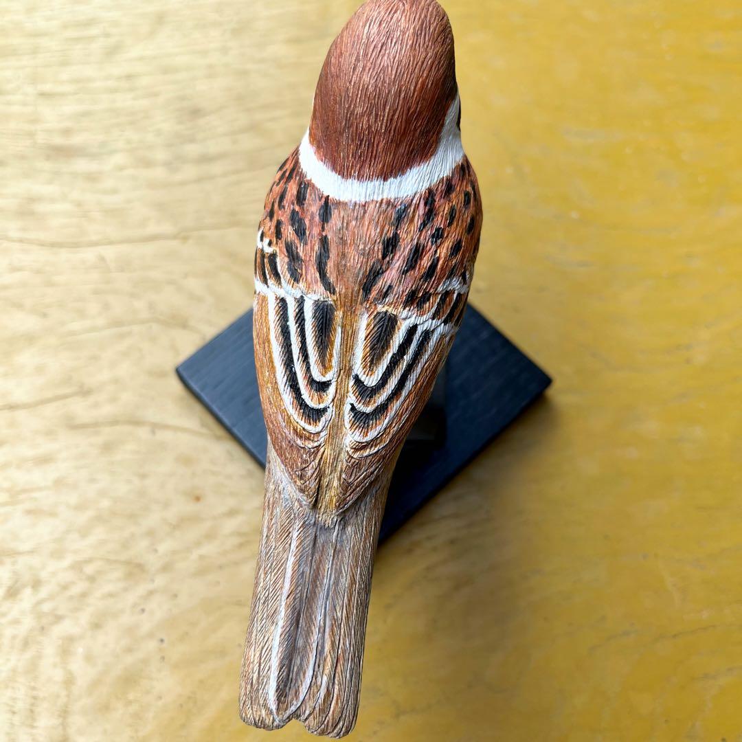 期間限定SALE】送料無料 バードカービング 木彫り すずめ 彫刻 野鳥