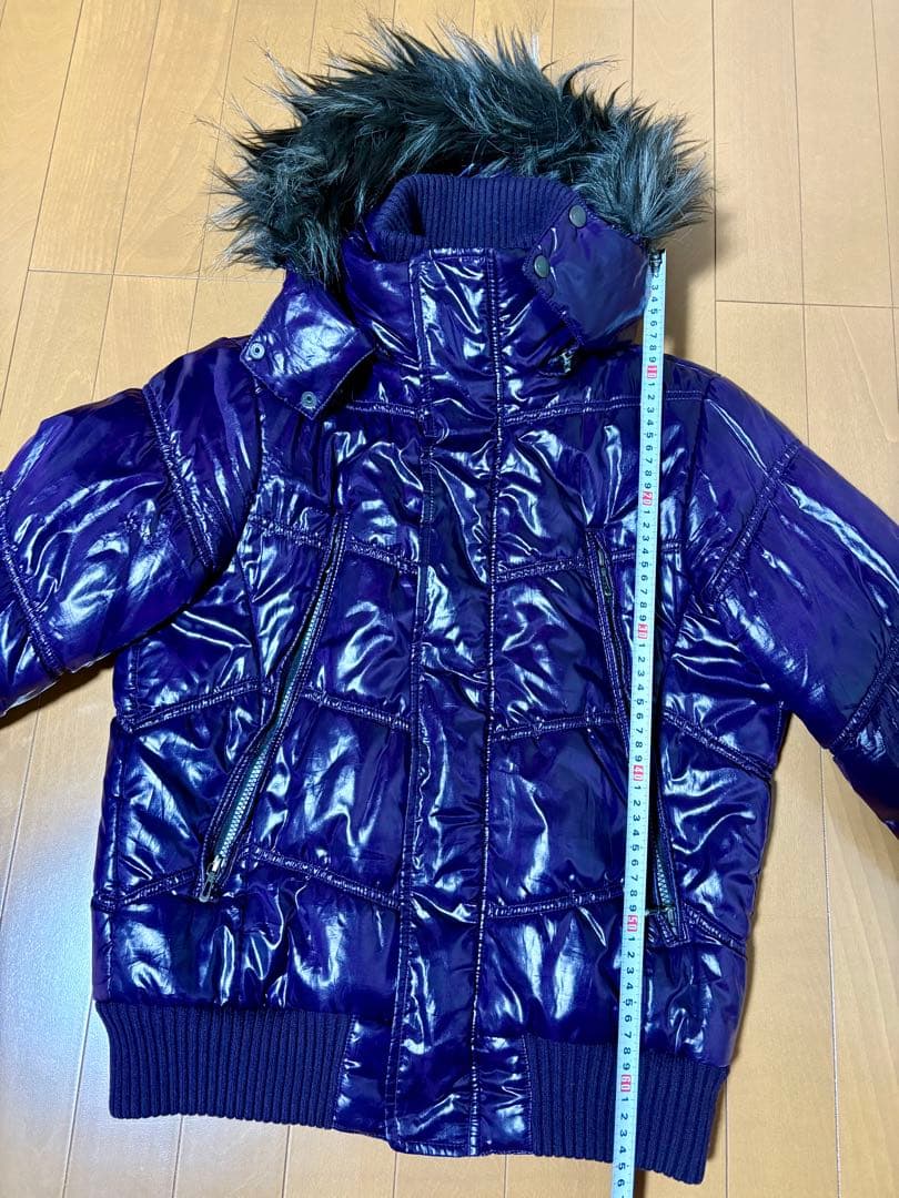 ［L様 限定] spinalh 紫 ファー 光沢ブルゾン ジャケットY2K 平成 y2k 00s 90s ファーダウンジャケット 平成ギャル ギャル男 ダウン