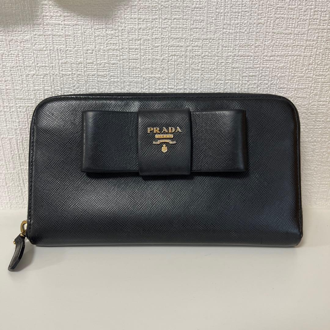 PRADA プラダ サフィアーノ リボン 長財布 ブラック 正規品 PRADA（プラダ） サッフィアーノリボン 長財布 : LUSTYLE - 通販