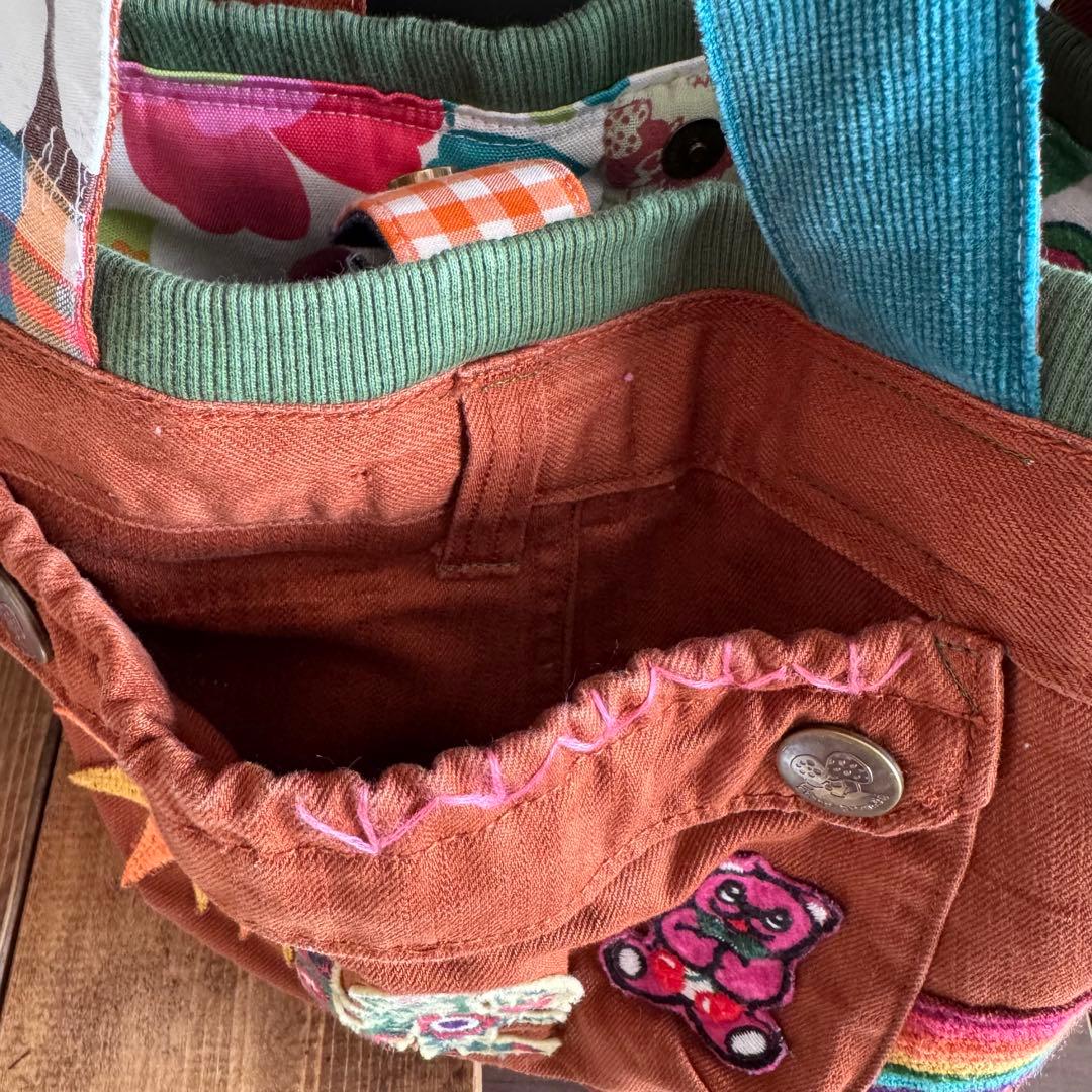 ハンドメイド デニムリメイク バッグ くまさん 楕円底 2way 55 - メルカリ