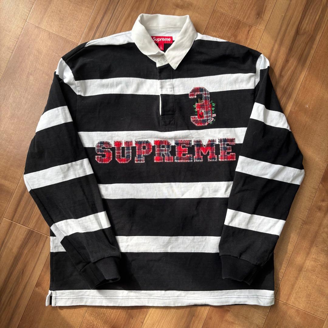【極美品】Supreme Stripe Rugby Black Lサイズ Polo shirt Supreme Stripe Rugby SS22KN20 BLACK | FLEXDOG