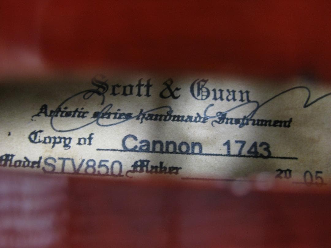 良彩ガルネリ型カノン砲】 Scott & Guan STV850 バイオリン - メルカリ