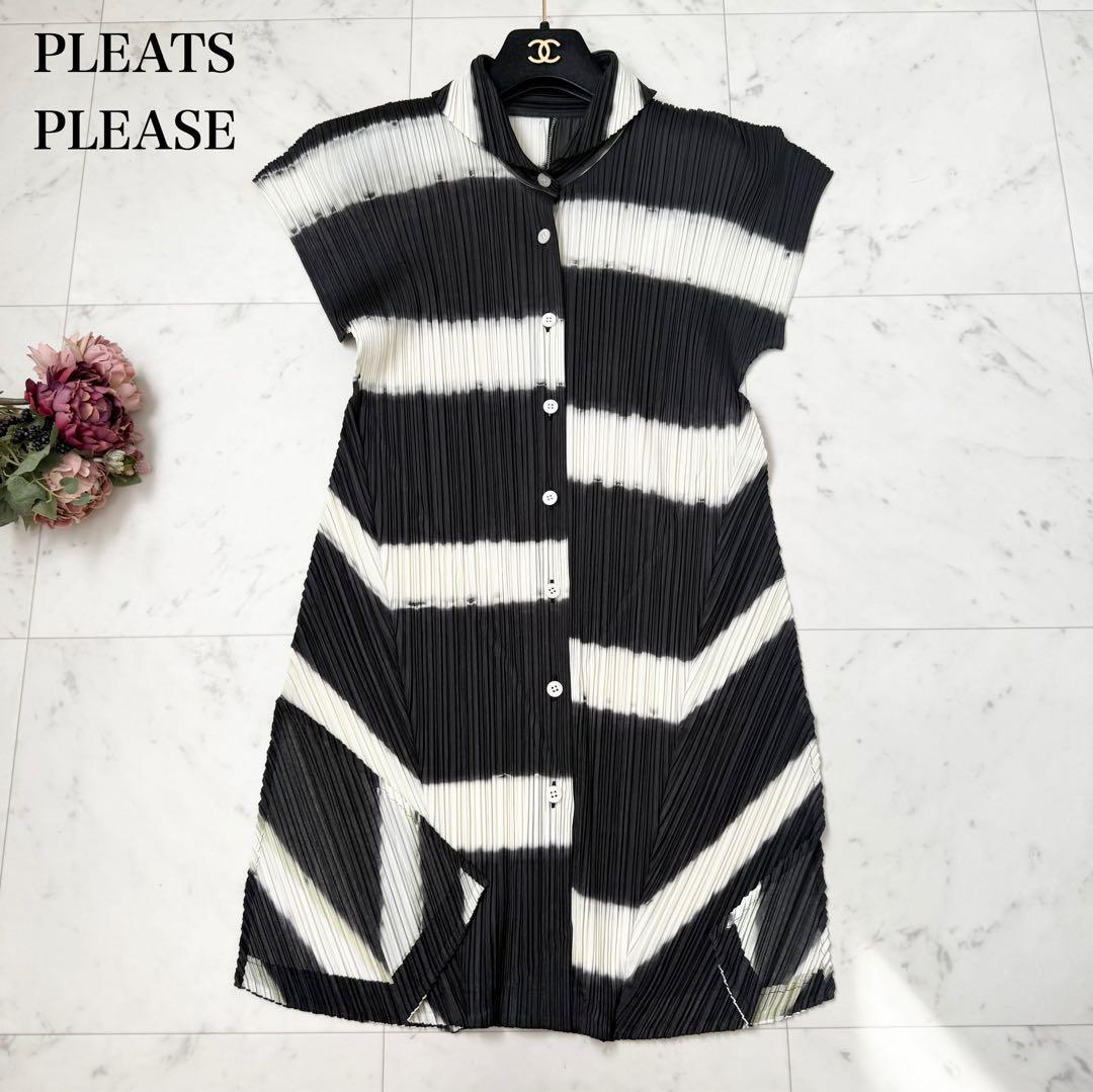 極美品❤️プリーツプリーズ　シャツ　チュニック　半袖　変形　ボーダー　Lサイズ 楽天市場】イッセイミヤケ プリーツプリーズ（シャツ・ブラウス