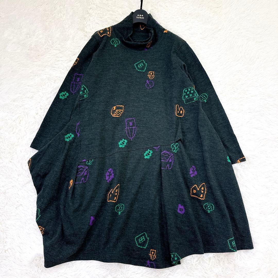 [美品✨2023] 慈雨 センソユニコ　ワンピース　変形　刺繍　ハイネック　40 snc ジウセンソユニコ 慈雨 Sensounico ワンピース 40 グレー 紫 白