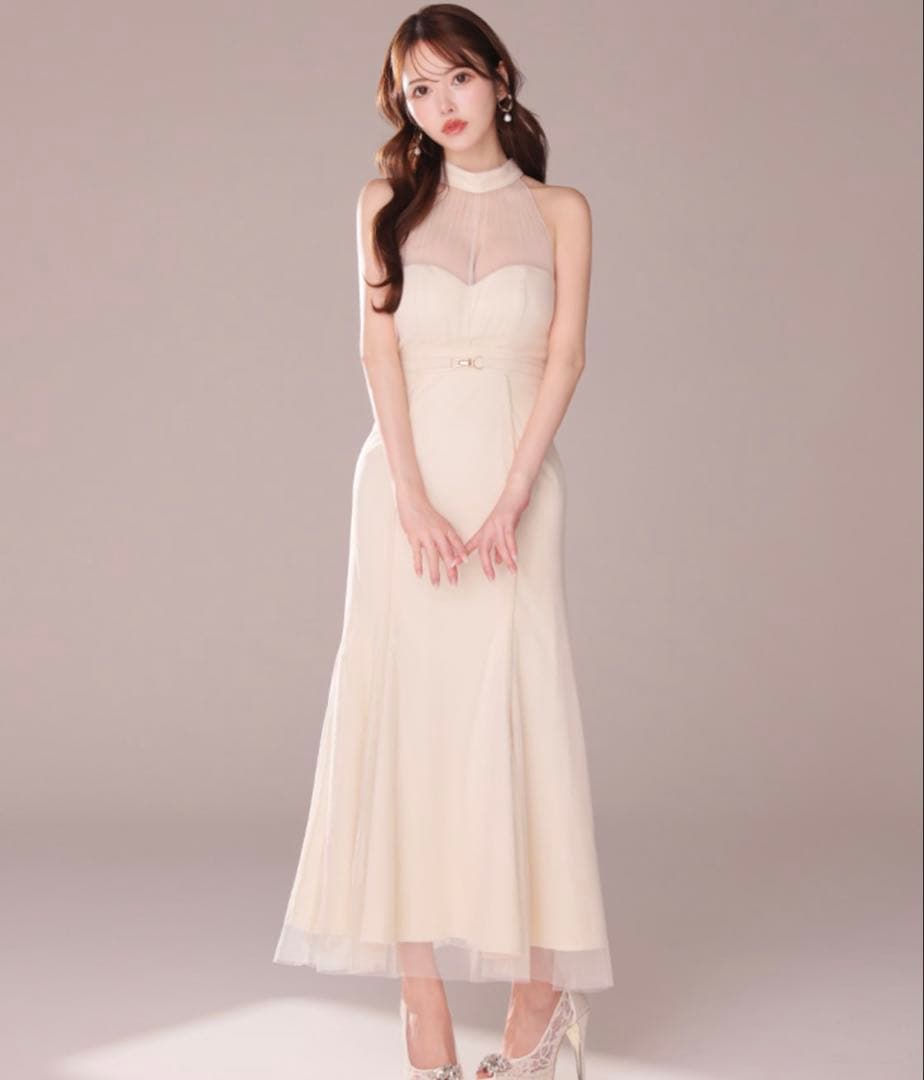 【DEA./ディア】ROBE de FLEURS ロング キャバドレス ※白のみ Lサイズあり【DEA./ディア】ラメシフォン/ フレア/ ロング/ ワンピース