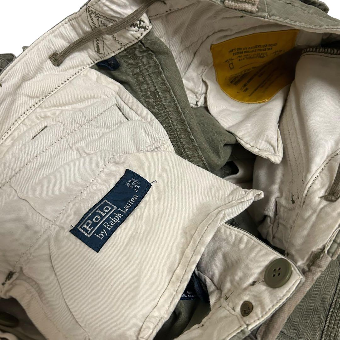 90's POLO ラルフローレン ミリタリー ギミック ワイドカーゴパンツ