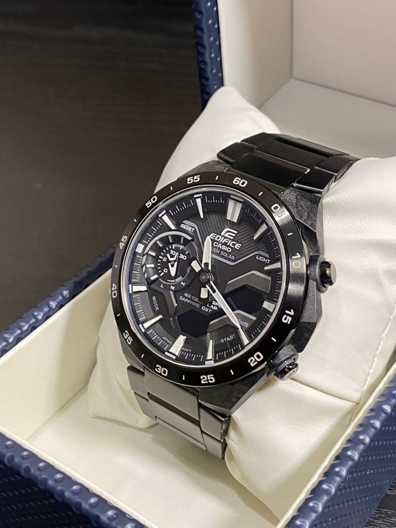 美品 CASIOカシオEDIFICEエディフィス Bluetoothタフソーラー EDIFICE（CASIO） CASIO EDIFICE CARBON WINDFLOW エディフィス 腕時計